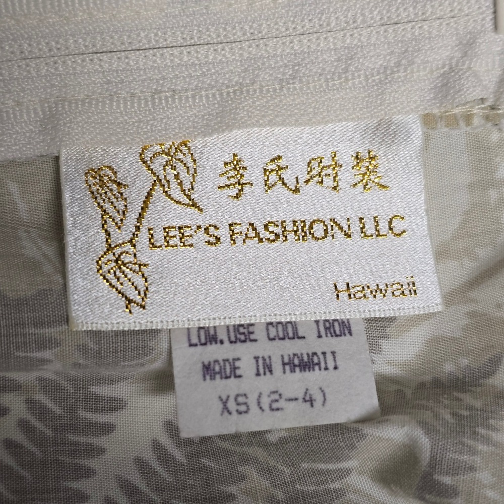 Lee's Fashion Jumpsuit Womens XS Cream Green Tropical Fern Hawaii Pockets Romper - Picture 7 of 14